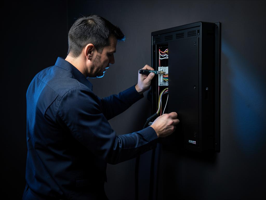 Electrical technician at work